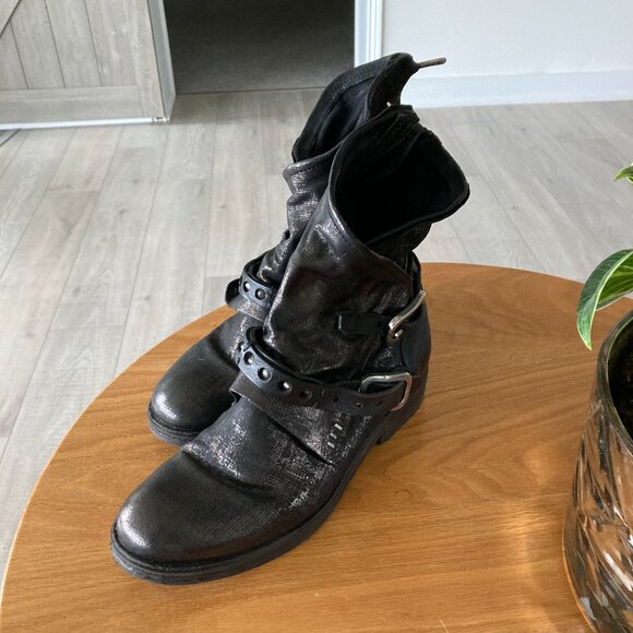 A.S.98 New Leather Boots, metallic black, in size 38 - Picture 4 of 10